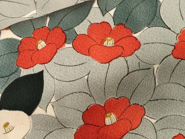 平和屋着物■上質な小紋　万寿菊　椿花文　正絹　逸品　CABM1734ev