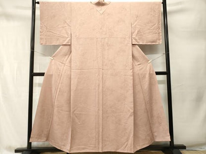 平和屋着物■上質な色無地　立波風景地紋　肌色　正絹　逸品　CABM1736ev