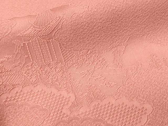 平和屋着物■上質な色無地　雲取り人物風景地紋　薄紅色　正絹　逸品　CABM1737ev