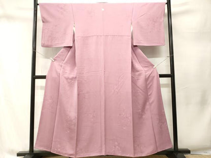 平和屋着物■上質な色無地　草花地紋　退紅色　正絹　逸品　CABM1738ev
