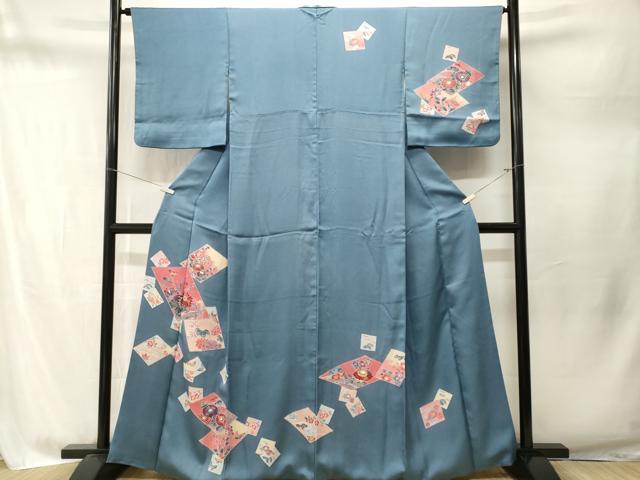 平和屋着物■訪問着　色紙舞蝶花鳥文　正絹　逸品　CABM1743ev