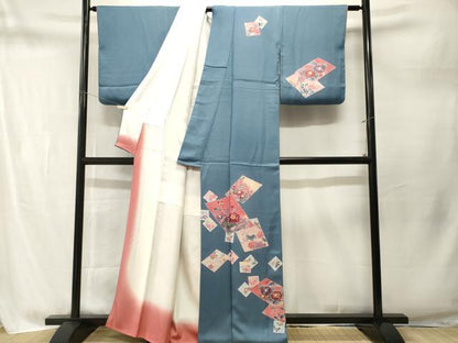 平和屋着物■訪問着　色紙舞蝶花鳥文　正絹　逸品　CABM1743ev