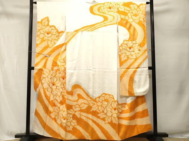 平和屋着物■豪華振袖　駒刺繍　絞り　吉祥流水舞花文　金彩　正絹　逸品　CABM1749ev