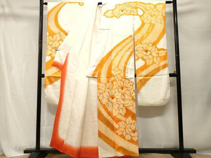 平和屋着物■豪華振袖　駒刺繍　絞り　吉祥流水舞花文　金彩　正絹　逸品　CABM1749ev