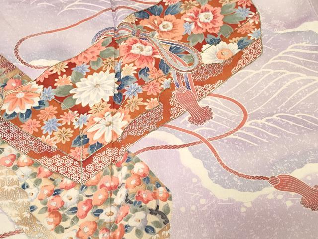 平和屋着物■豪華振袖　駒刺繍　道長文箱花文　暈し染め　銀彩　正絹　逸品　CABM1752ev