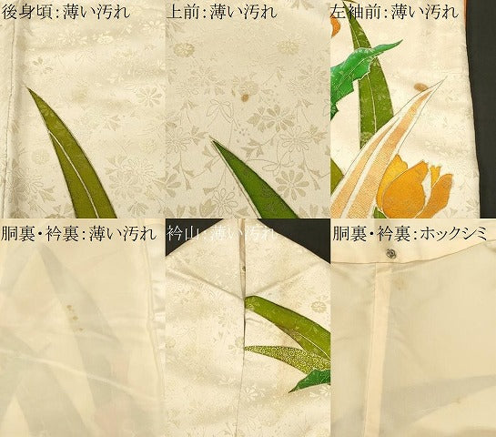平和屋着物■豪華振袖　チューリップ　草花文　暈し染め　金糸　金通し地　正絹　逸品　CABM1754ev