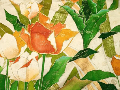 平和屋着物■豪華振袖　チューリップ　草花文　暈し染め　金糸　金通し地　正絹　逸品　CABM1754ev
