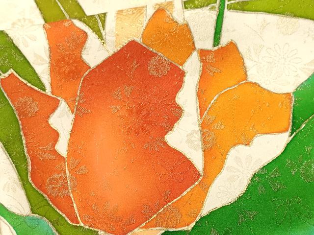 平和屋着物■豪華振袖　チューリップ　草花文　暈し染め　金糸　金通し地　正絹　逸品　CABM1754ev