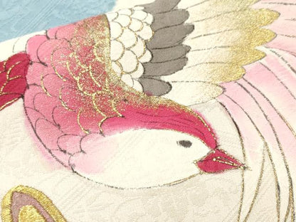 平和屋着物■豪華振袖　刺繍　絞り　立波鳳凰草花丸文　金銀彩　正絹　逸品　CABM1757ev