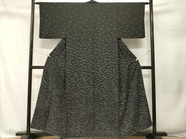 平和屋着物■色留訪問着　溢れ松葉　黒地　正絹　逸品　CABM1760ev