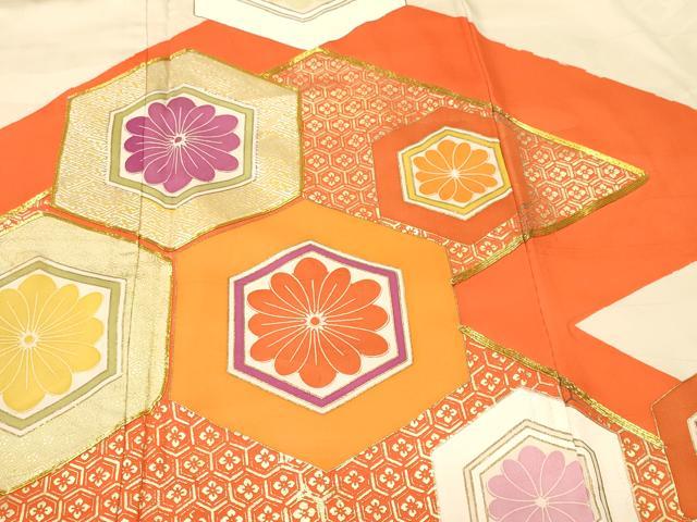 平和屋着物■豪華振袖　駒刺繍　亀甲花文　金銀彩　正絹　逸品　CABM1767ev