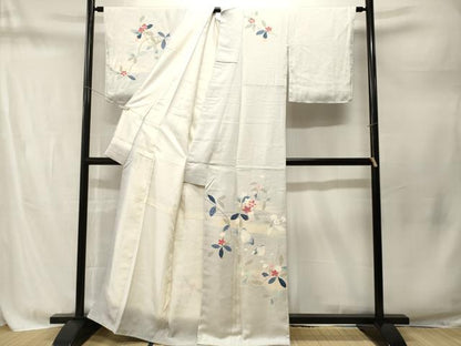 平和屋着物■訪問着　休み鳥枝花文　暈し染め　正絹　逸品　CABM1768ev