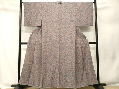 平和屋着物■上質な小紋　型染め　松竹梅風景文　正絹　逸品　CABM1774ev