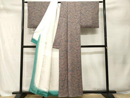 平和屋着物■上質な小紋　型染め　松竹梅風景文　正絹　逸品　CABM1774ev