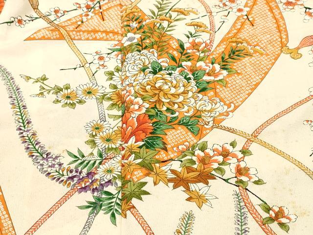 平和屋着物■豪華振袖　乱菊　藤花房　草花文　正絹　逸品　CABM1792ev