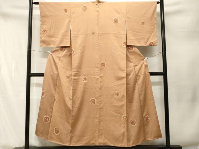 平和屋着物■上質な小紋　刺繍　幾何学花文　正絹　逸品　CABM1799ev