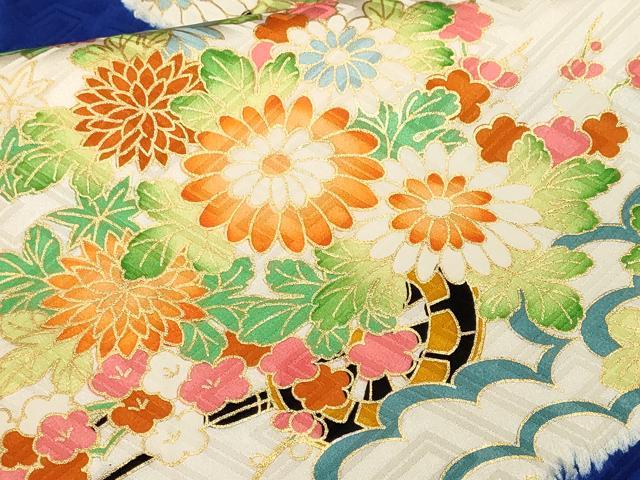 平和屋着物■豪華振袖　駒刺繍　絞り　花車文　金彩　正絹　逸品　CABM1803ev