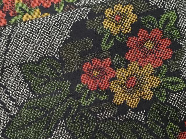 平和屋着物■上質な紬　草花文　正絹　逸品　CABM1830ev