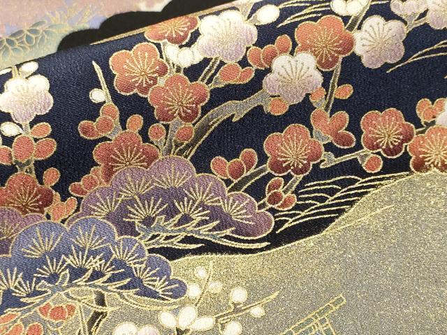 平和屋着物■豪華黒留袖　駒刺繍　松竹梅御所解鴛鴦文　暈し染め　金彩　正絹　逸品　CABM1873ev