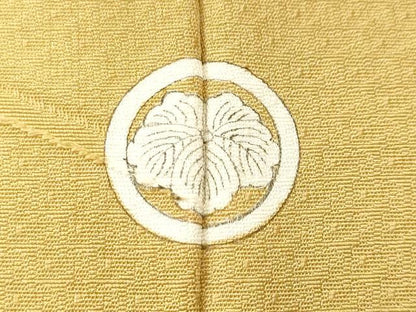 平和屋着物■上質な色無地　枝花地紋　枯草色　正絹　逸品　CABM1874ev