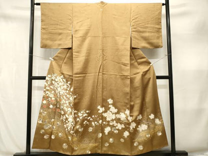 平和屋着物■豪華色留袖　駒刺繍　枝梅花文　金彩　正絹　逸品　CABM1876ev