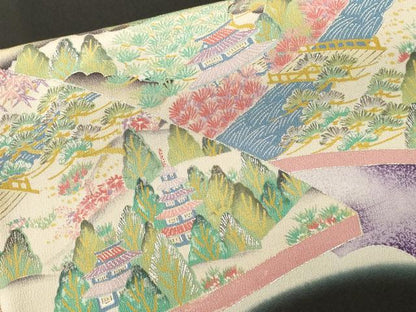 平和屋着物■豪華黒留袖　作家物　駒刺繍　風景文　暈し染め　銀彩　正絹　逸品　CABM1879ev