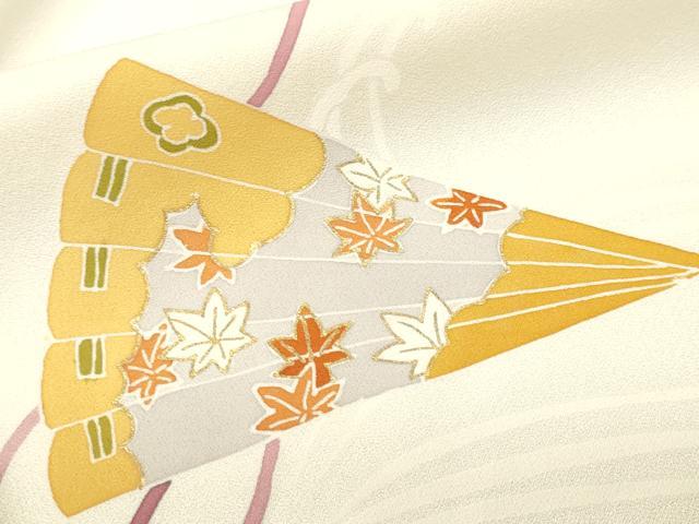 平和屋着物■訪問着　刺繍　楽器檜扇立波花文　正絹　逸品　CABM1880ev