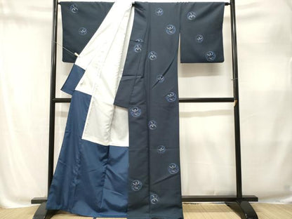 平和屋着物■小紋　立波丸文　洗える着物　CABM1881ev