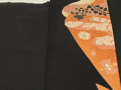 平和屋着物■豪華黒留袖　作家物　駒刺繍　鏡裏鳳凰花文　宝尽くし　暈し染め　金彩　正絹　逸品　CABM1901ev