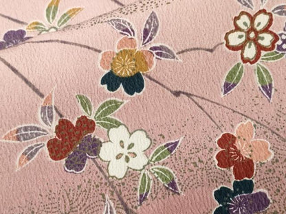 平和屋着物■小紋　扇面枝花文　暈し染め　金彩　洗える着物　CABM1907ev