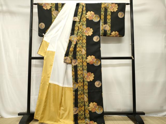 平和屋着物■小紋　鱗草花丸間道　黒地　洗える着物　CABM1915ev