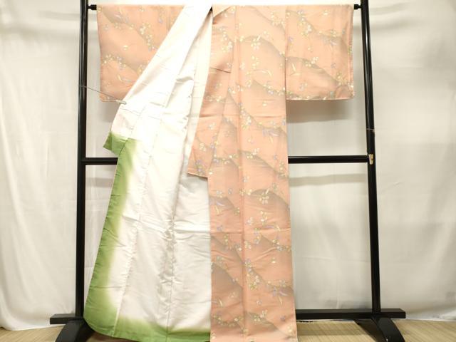 平和屋着物■小紋　枝萩文　暈し染め　洗える着物　CABM1918ev