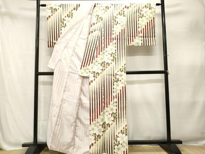平和屋着物■小紋　斜線花文　暈し染め　洗える着物　CABM1921ev