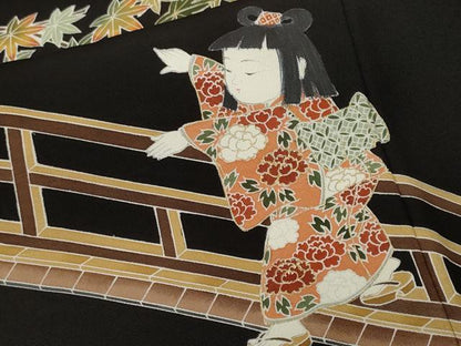 平和屋着物■豪華黒留袖　作家物　童子遊び　正絹　逸品　CABM1927ev