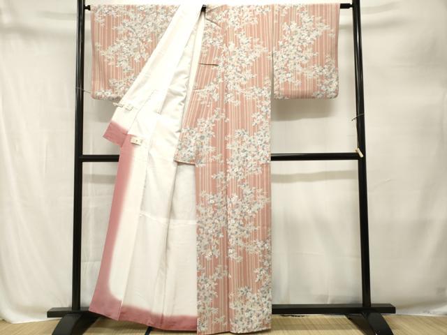 平和屋着物■小紋　笹竹枝椿文　洗える着物　CABM1936ev