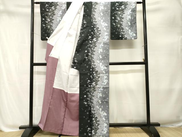 平和屋着物■小紋　舞桜間道　黒地　洗える着物　CABM1939ev