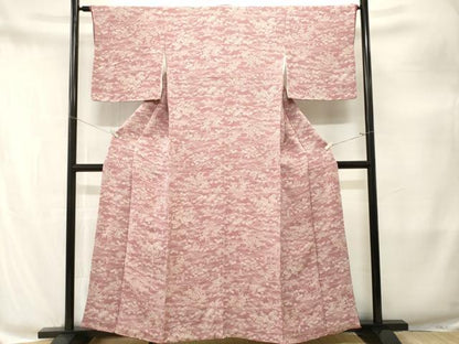 平和屋着物■上質な小紋　流水草花文　鬼しぼ縮緬　鈴乃屋扱い　正絹　逸品　CABM1942ev
