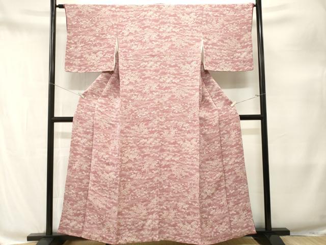 平和屋着物■上質な小紋　流水草花文　鬼しぼ縮緬　鈴乃屋扱い　正絹　逸品　CABM1942ev