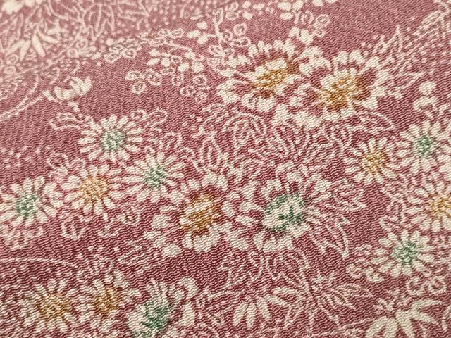 平和屋着物■上質な小紋　流水草花文　鬼しぼ縮緬　鈴乃屋扱い　正絹　逸品　CABM1942ev