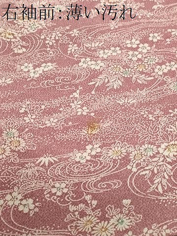 平和屋着物■上質な小紋　流水草花文　鬼しぼ縮緬　鈴乃屋扱い　正絹　逸品　CABM1942ev
