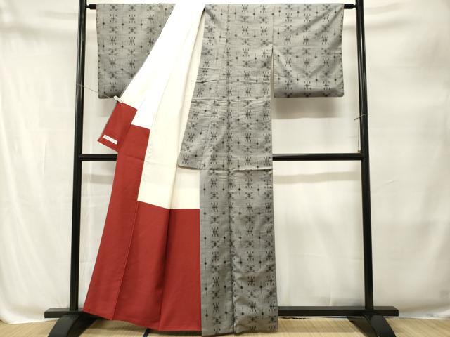 平和屋着物■上質な紬　絣文様　正絹　逸品　CABM1945ev