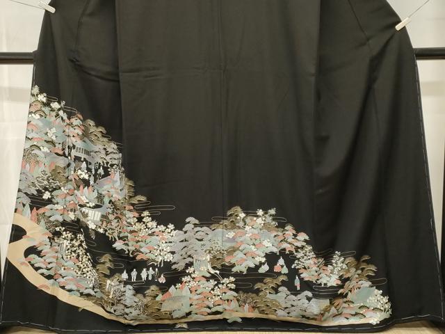 平和屋着物■豪華黒留袖　人物風景文　金彩　正絹　逸品　CABM1950ev