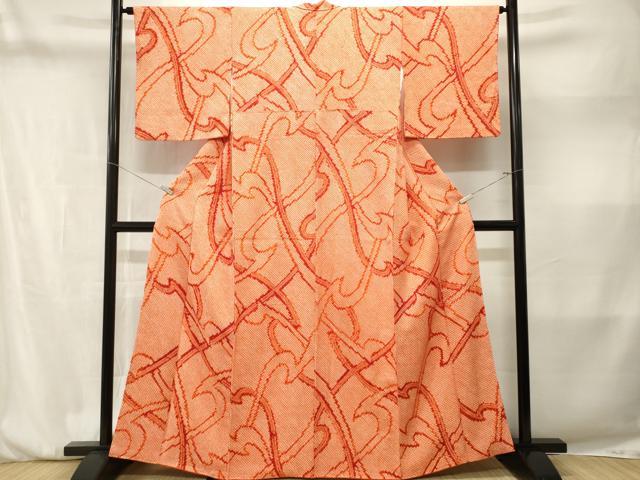 平和屋着物■上質な小紋　総絞り　抽象文様　正絹　逸品　CABM1956ev