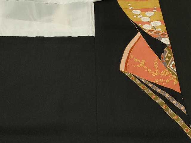 平和屋着物■豪華黒留袖　駒刺繍　飛鶴松竹梅花文　金彩　正絹　逸品　CABM1959ev