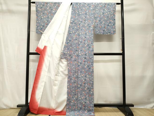 平和屋着物■上質な小紋　枝花文　正絹　逸品　CABM1971ev