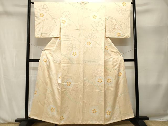 平和屋着物■上質な小紋　絞り　芝草舞花文　正絹　逸品　CABM1981ev