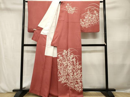 平和屋着物■訪問着　刺繍　草花文　正絹　逸品　CABM1984ev