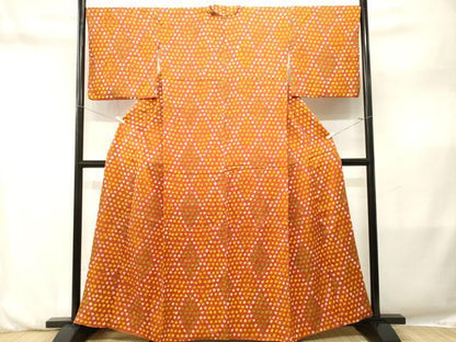 平和屋着物■上質な小紋　総絞り　菱文　正絹　逸品　CABM1986ev
