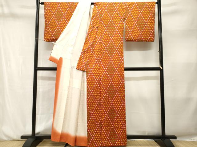 平和屋着物■上質な小紋　総絞り　菱文　正絹　逸品　CABM1986ev