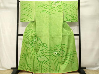 平和屋着物■訪問着　総刺繍　立波地紙花文　　正絹　逸品　CABM1998ev